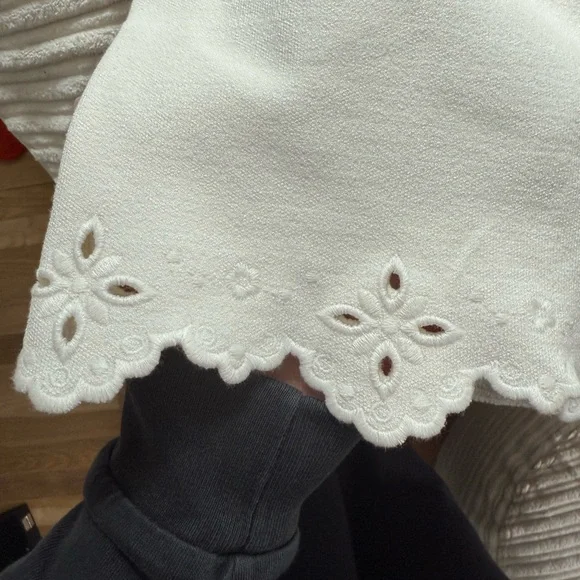 Zara White Knit Skirt with Eyelet Hem - Picture 2 of 6